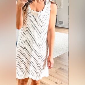 Cream Crochet Bathing Suit Cover Up